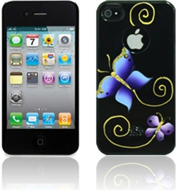 ����� ��� Apple iPhone 4S iCover Hand Printing Butterfly Black �����������