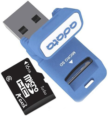 A-Data MicroSDHC 16GB Class 6 + USB Reader