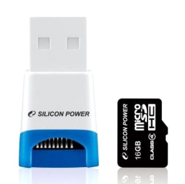 Silicon Power MicroSDHC 16GB Class 4 + USB Reader