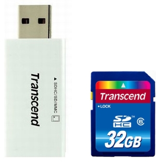 Transcend SD SDHC 32GB Class 6 + SDHC Reader