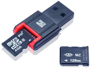 Фото флеш-карты PQI MicroSDHC 4GB Class 6 + USB Reader