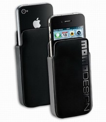 Фото кожаного чехла для iPhone 4S Cellular Line Momo Design Hard Sleeve MOMOHSLIPHONE4BK