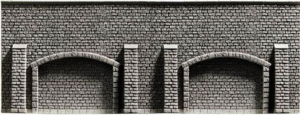 Фото стена из серого кирпича с закрытыми арками и опорами NOCH 58058
