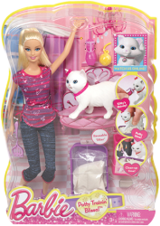 Фото куклы Mattel Barbie Барби ухаживает за кошкой BDH76