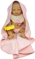 Фото куклы Nines с полотенцем, соской, мочалкой 3112