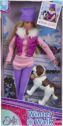 Фото куклы Simba Штеффи на прогулке с собакой 5730931