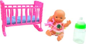 Фото куклы S+S Toys Пупс с кроваткой и бутылочкой EI43491R