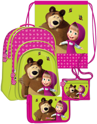 Фото школьного рюкзака Маша и Медведь Бабочки с наполнением 21647