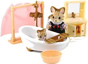 Фото Sylvanian Families Папа Кот с котенком в ванной 2506