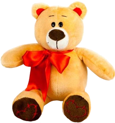 Фото Fluffy Family Медведь бежевый с бантом 19 см 93417