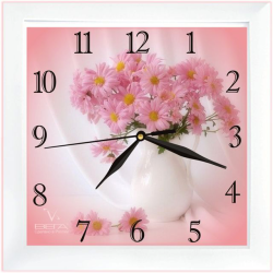 Фото настенных часов Вега Цветы на розовом П3-7-108