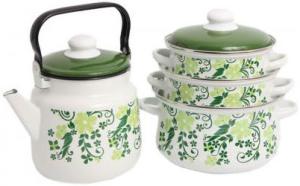 Фото набора посуды ЭМАЛЬ Глория 7-312/6М из нержавеющей стали