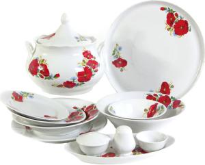 Фото набора столовой посуды Добрушский фарфоровый завод Маки красные 9С0625Ф34