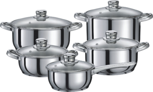 Фото набора посуды Tefal Simple Chef A6079054 из нержавеющей стали