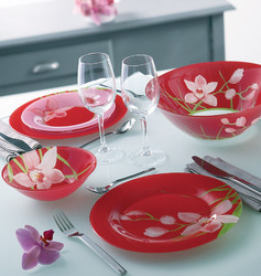 Фото набора столовой посуды Luminarc Red Orchis G0663