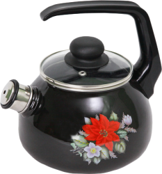 Фото чайника СТАЛЬЭМАЛЬ Красный цветок 4с209я
