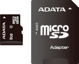Фото флеш-карты ADATA MicroSDHC 8GB Class 4 AUSDH8GCL4-RA1 адапт.