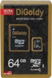 Фото флеш-карты Digoldy MicroSDXC 64GB Class 10 Ultra UHS-1 80 Мб/с + SD adapter