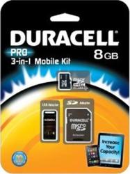Фото флеш-карты Duracell MicroSDHC 8GB Class 10 + SD + USB adapter
