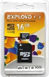 Фото флеш-карты EXPLOYD MicroSDHC 16GB Class 10 UHS-1 30 Мб/с + SD adapter