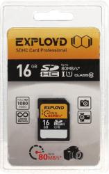Фото флеш-карты EXPLOYD SD SDHC 16GB Class 10 UHS-1 80 Мб/с