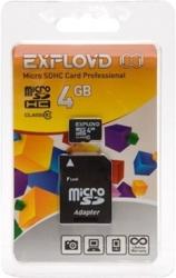 Фото флеш-карты EXPLOYD MicroSDHC 4GB Class 10 + SD adapter