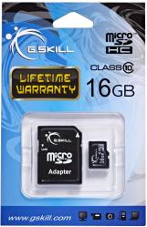 Фото флеш-карты G.Skill MicroSDHC 16GB Class 10 FF-TSDG16GA-C10 + SD adapter