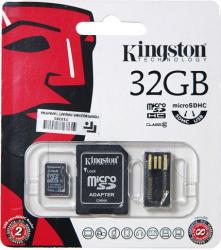 Фото флеш-карты Kingston MicroSDHC 32GB Class 10 + SD адаптер + USB Reader