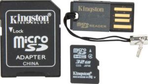 Фото флеш-карты Kingston MicroSDHC 32GB Class 4 + USB Reader + SD adapter