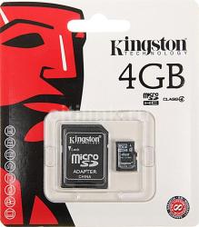 Фото флеш-карты Kingston MicroSDHC 4GB Class 4 SDC4/4GB + SD адаптер