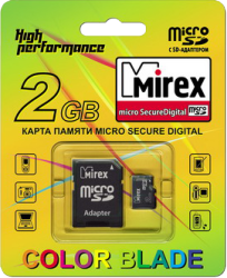 Фото флеш-карты Mirex MicroSDHC 2GB Class 4 + SD adapter