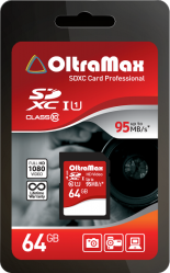 Фото флеш-карты OltraMax SD SDXC 64GB Class 10 UHS-1 95 Мб/с
