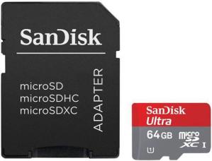 Фото флеш-карты SanDisk Micro SDНС 64 Gb Class 10 Ultra UHS-I + SD adapter (для фотокамер)