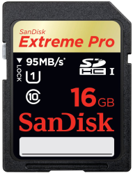 Фото флеш-карты SanDisk SD SDHC 16Gb Class 10 Extreme Pro UHS-I 95MB/s