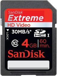 Фото флеш-карты SanDisk SDHC 4GB Class 10 Extreme UHS-I