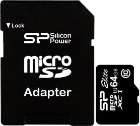 Фото флеш-карты Silicon Power MicroSDXC 64GB Class 10 UHS-I Elite + SD adapter