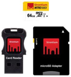 Фото флеш-карты Strontium MicroSD 64GB Class 10 Nitro + SD adapter