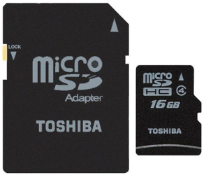 Фото флеш-карты Toshiba MicroSDHC 16GB Class 4 + SD адаптер