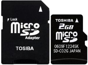 Фото флеш-карты Toshiba MicroSDHC 2GB Class 4 + SD адаптер