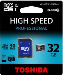 Фото флеш-карты Toshiba MicroSDHC 32GB Class 10 SD-C032UHS1 + SD adapter