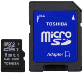 Фото флеш-карты Toshiba MicroSDHC 8GB Class 10 UHS-I 30Mb/s + SD адаптер