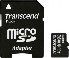 Фото флеш-карты Transcend MicroSD 4GB Class 10 + SD adapter