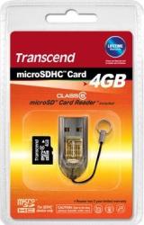 Фото флеш-карты Transcend MicroSDHC 4GB Class 6 + USB Reader TS4GUSDHC6-S3