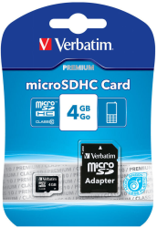 Фото флеш-карты Verbatim MicroSDHC 4GB Class 10 + SD адаптер