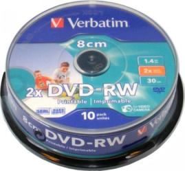 Фото диски Verbatim DVD-RW Printable 1,4GB 2x Cake Box