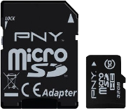 Фото флеш-карты PNY MicroSDHC 32GB Class 10 + SD адаптер