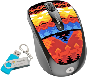 Фото оптической компьютерной мышки Microsoft Wireless Mobile Mouse 3500 Artist Edition Koivo USB + флешка Microsoft 8GB