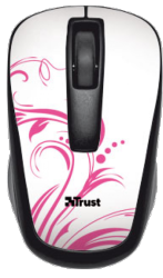 Фото оптической компьютерной мышки Trust Qvy Wireless Micro Mouse Pink swirls USB