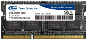 Фото Team Group TED32G1600C9-S01 DDR3 2GB SO-DIMM