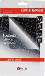 Фото зеркальной защитной пленки InterStep для экрана 5.2 дюймов IS-SF-MIRR5X1IS-000B201 универсальная